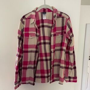 Patagonia Pink and Cream Plaid Button-Up Shirt